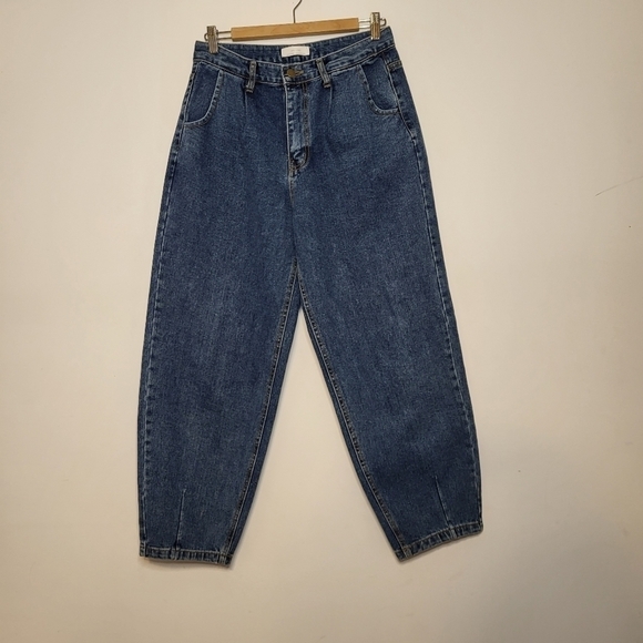 OAK + FORT High Rise Balloon Style Blue Washed Jeans Size L - Picture 1 of 10